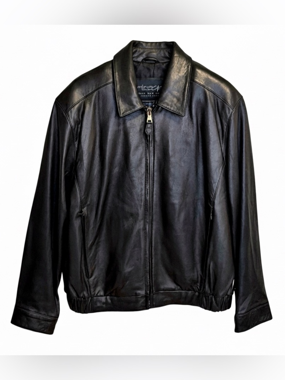 NWT Marc New York Black Leather Bomber Jacket | Quilted Blue Lining | Large